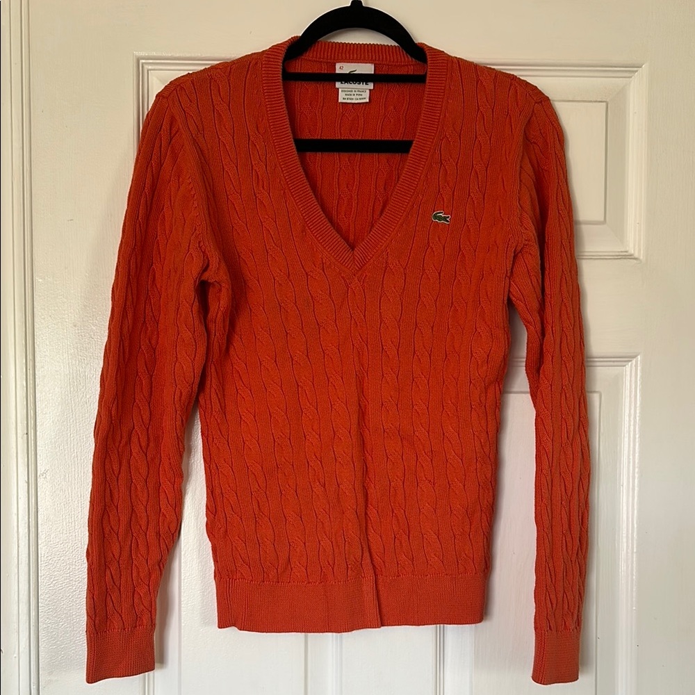 Lacoste Orange Cable Knit Sweater